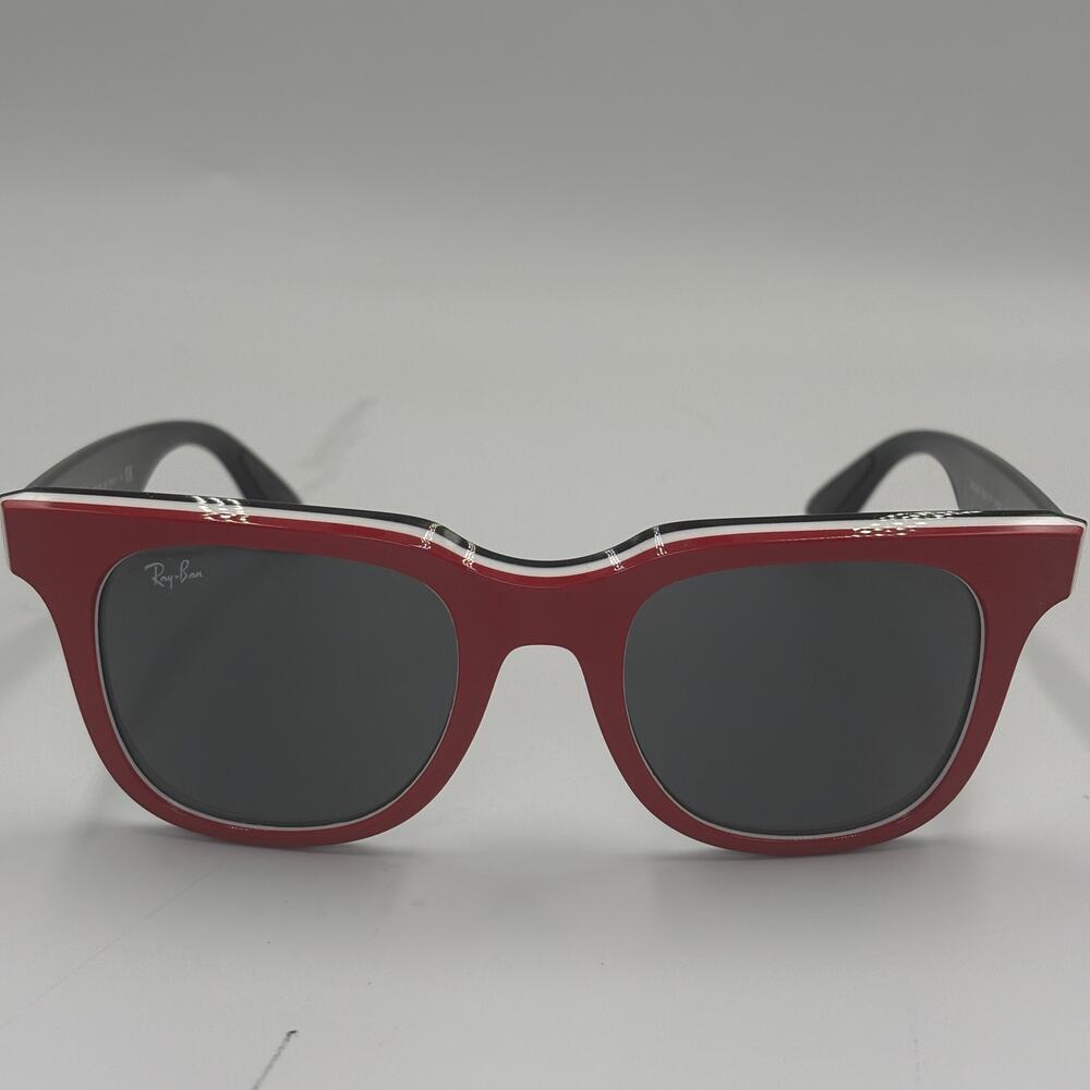 Ray-Ban RB4368 Meteor Sunglasses 6520/87 Red White Black Gray 51mm Italy
